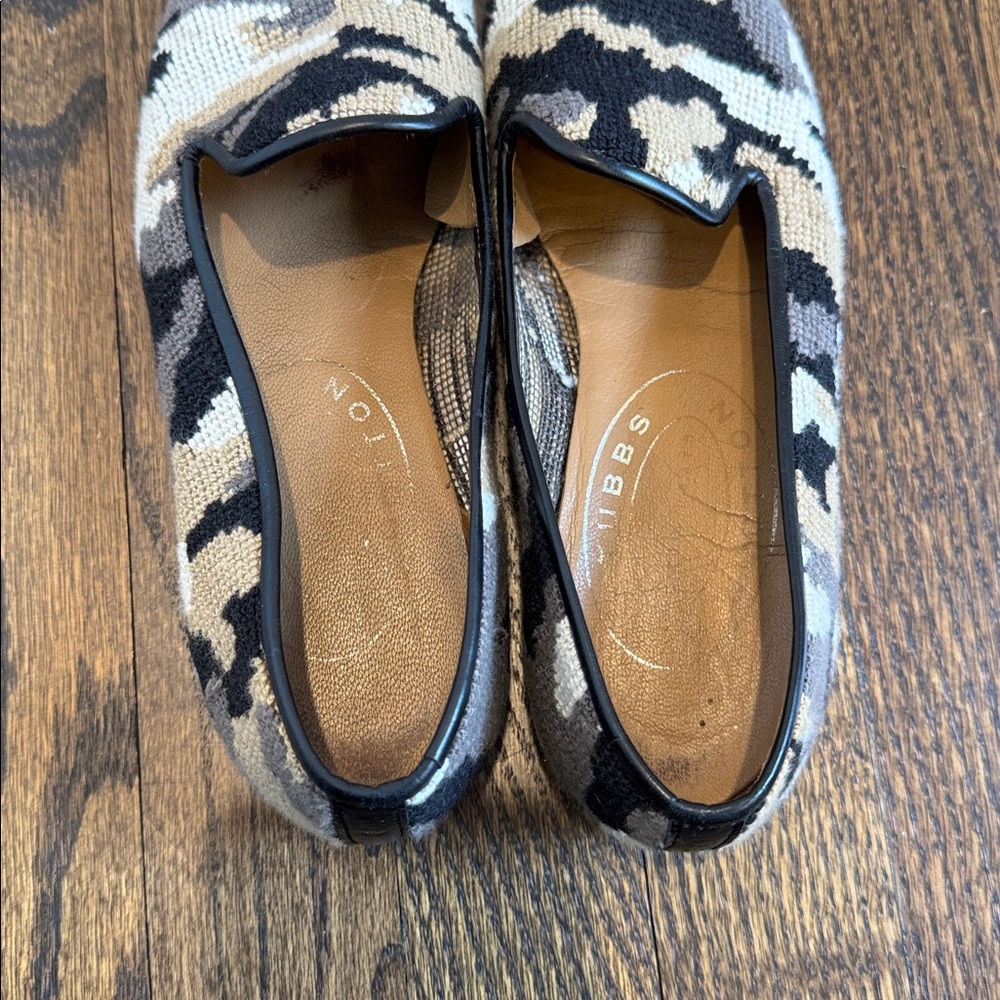 Stubs & Wootton Camo grey and tan Needlepoint Slipper neutral with black - Picture 4 of 7